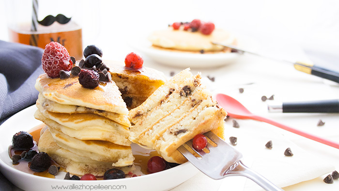 Recette pancakes fluffy aux pepites de chocolat