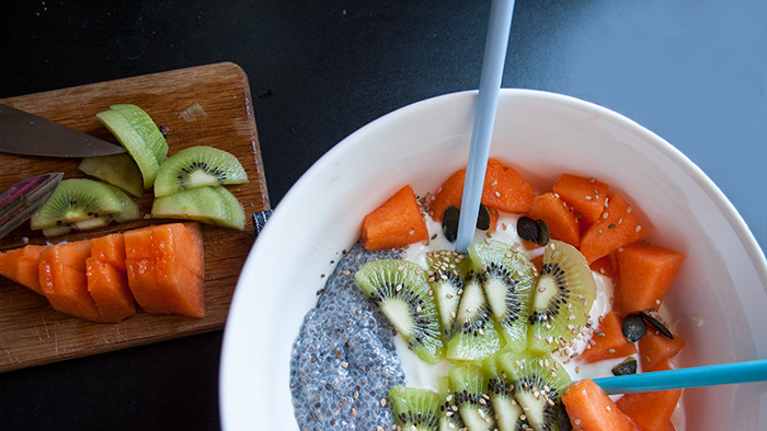 Healthy bowl fromage blanc et graines de chia